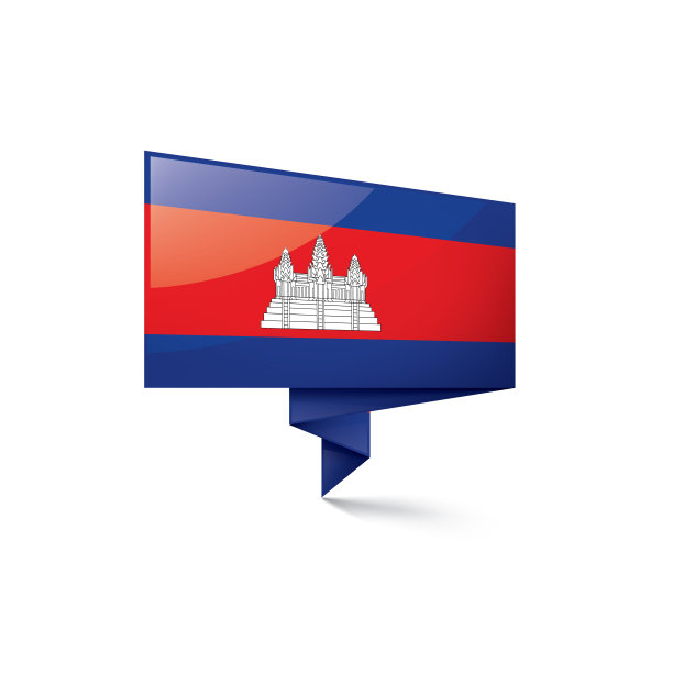 柬埔寨国旗，矢量插图在白色的背景图片下载