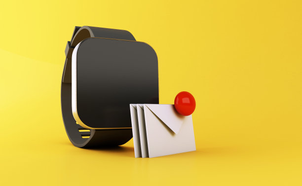 3d智能手表显示新消息通知。图片下载