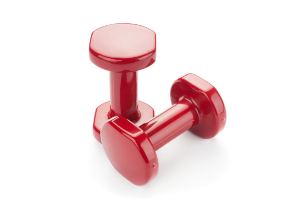 白色背景下孤立的红色哑铃图片下载