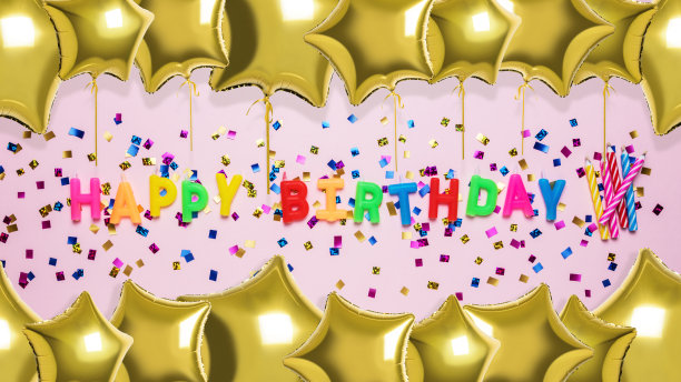 五彩缤纷的庆祝背景与各种派对彩纸和蜡烛装饰。最小的生日的概念。平的。图片下载