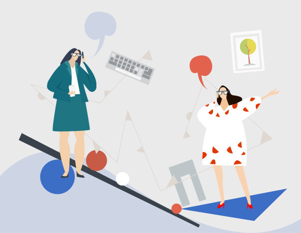 两个女人在电话里分享着这个好消息。两种不同的性格，上班族和创造人。日常生活理念。人们幸福地生活在现代世界图片下载