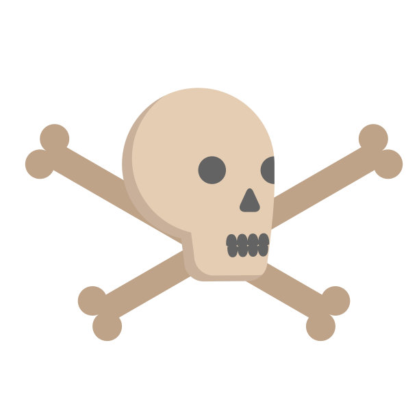 骷髅和交叉骨头平面插图上的白色图片下载