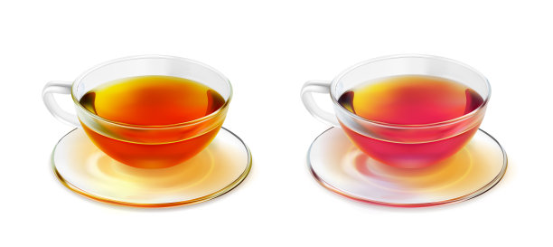 装有红茶的玻璃茶杯和茶托图片下载