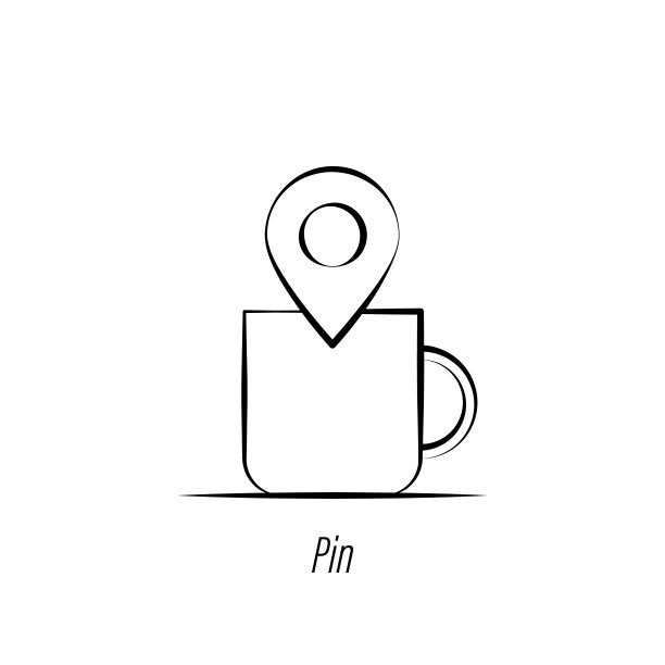 咖啡针手绘图标。元素的咖啡插图图标。符号和符号可以用于网页，标志，手机应用程序，UI，用户体验图片下载