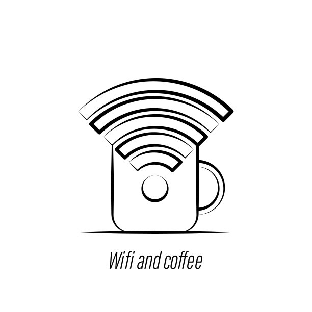 wifi和咖啡手绘图标。元素的咖啡插图图标。符号和符号可以用于网页，标志，手机应用程序，UI，用户体验图片下载
