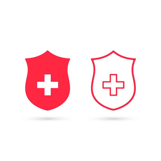 医疗盾图标健康保险概念。简单的矢量图标在平面风格图片下载
