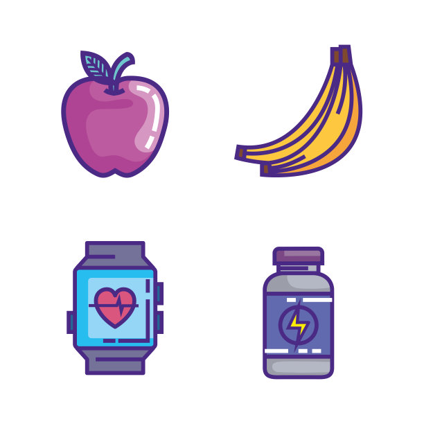 健康和健身的生活方式设置图标图片下载