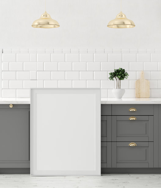 在厨房内部模拟海报框架特写图片下载