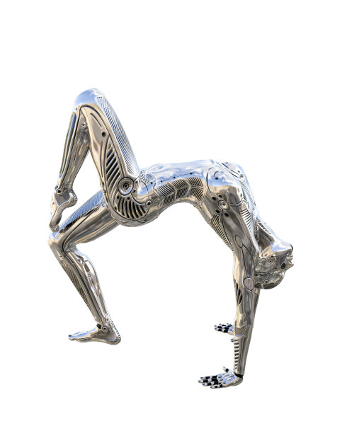 女人的机器人。金属机器人。人工智能。图片下载