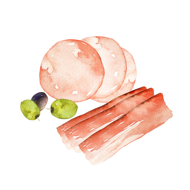 培根，火腿和橄榄果仁图片下载