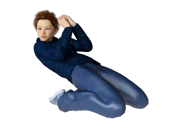 3D插图少女跳舞在白色图片下载