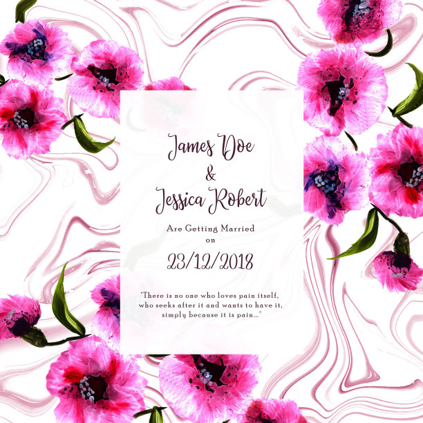 抽象大理石纹理婚礼邀请卡模板图片下载