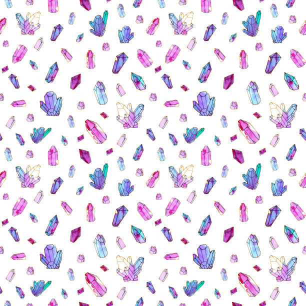 手绘水彩水晶无缝图案图片下载