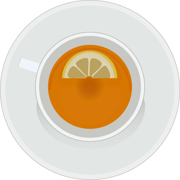 红茶加柠檬，放在白色的茶托和一个白色的杯子里图片下载