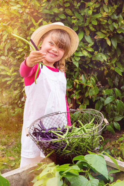 厨房花园里的漂亮女孩图片下载