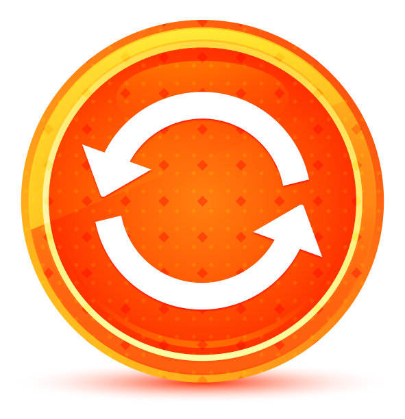 更新图标自然橙色圆形按钮图片下载