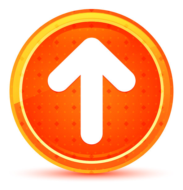 向上箭头图标自然橙色圆形按钮图片下载