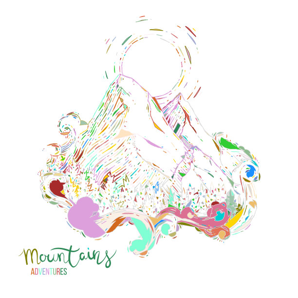 手绘的山峰形象，雕刻风格，垃圾纹理图片下载