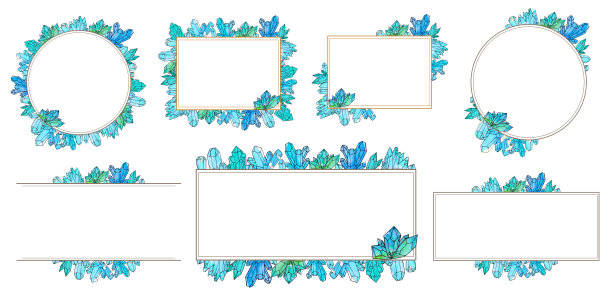 手绘水彩晶体模板集图片下载