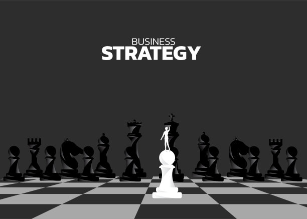 当铺上商人的剪影站在棋子前。图片下载