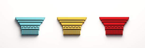 三大写列。3D渲染插图图片下载