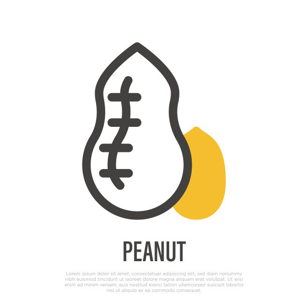花生细线图标。包装符号。过敏原矢量图。图片下载