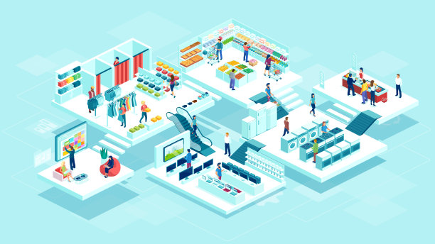 向量的人在超市购物和购买产品的男女素材图片