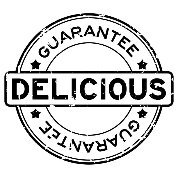 垃圾黑美味保证字圆形橡胶印章上的白色背景图片下载