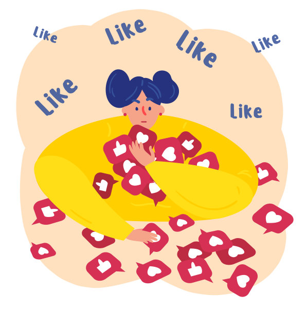 年轻的千禧女孩手握心形，竖起大拇指图片下载