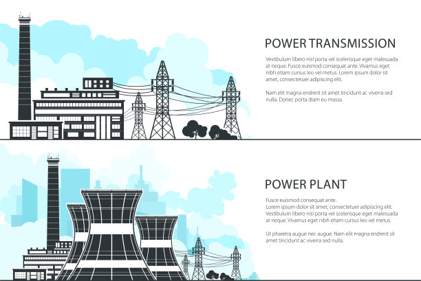 一套与电力传输的横幅图片下载