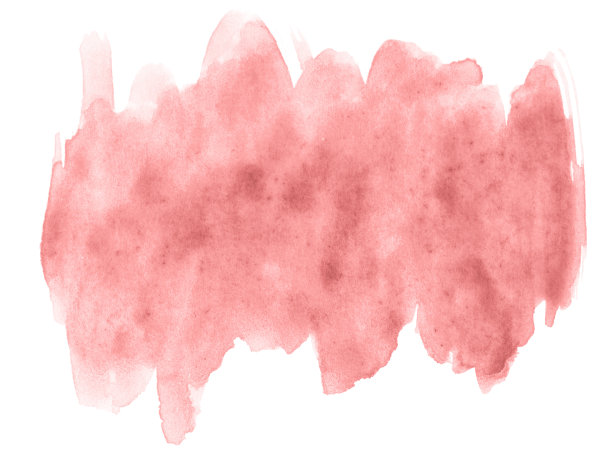 浅红色，粉红色水彩手绘孤立洗污渍在白色背景的文字，设计。图片下载