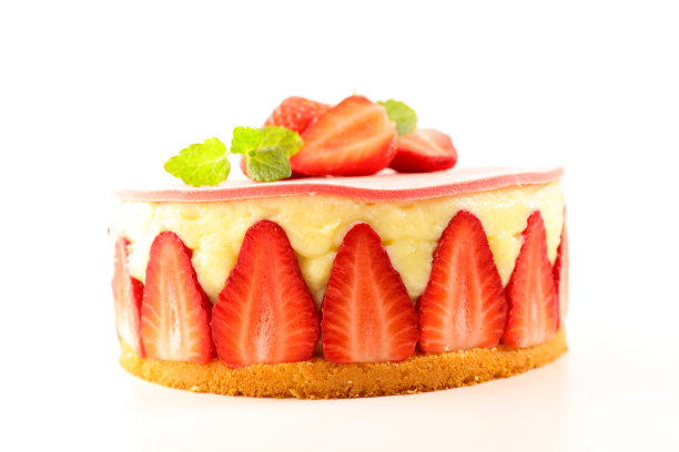 草莓酥饼孤立在白色背景上图片下载