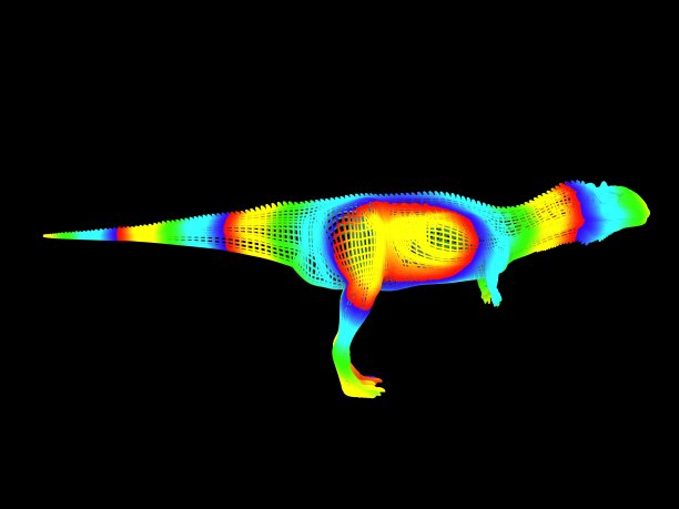 一个彩色恐龙的3d渲染孤立在黑色图片下载