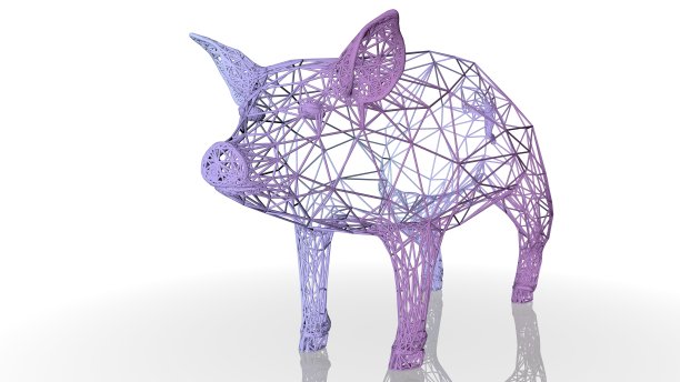 一个艺术动物的3d渲染与反射孤立在白色图片下载