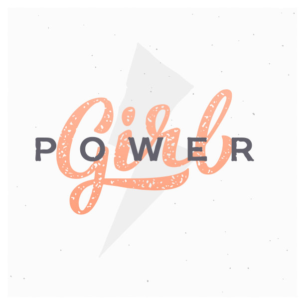 女孩力量手写口号。女权主义引用插图标志。图片下载