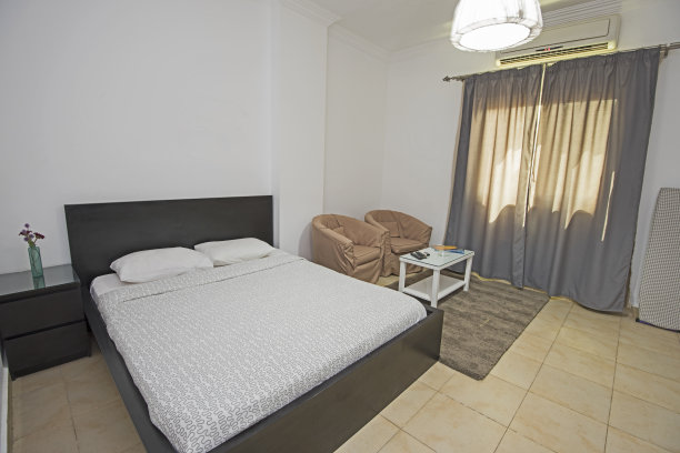 豪华公寓的双人床图片下载