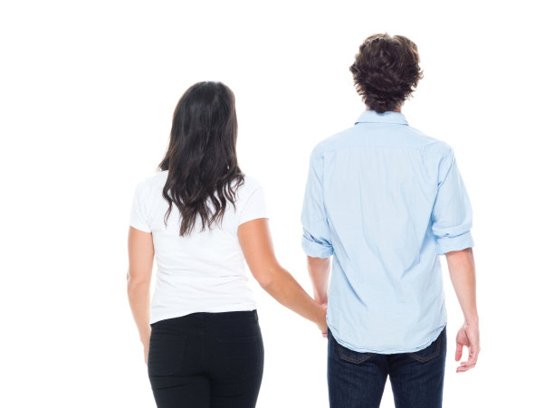 幸福的夫妇离开的背影图片下载