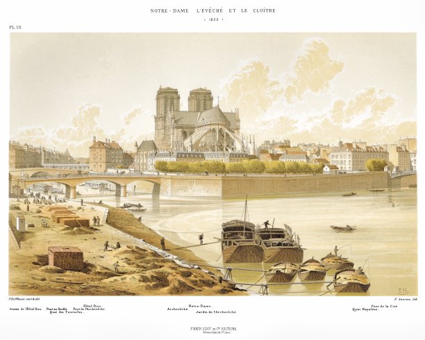 1830年的圣母院、主教辖区和修道院。1875年的巴黎图片下载