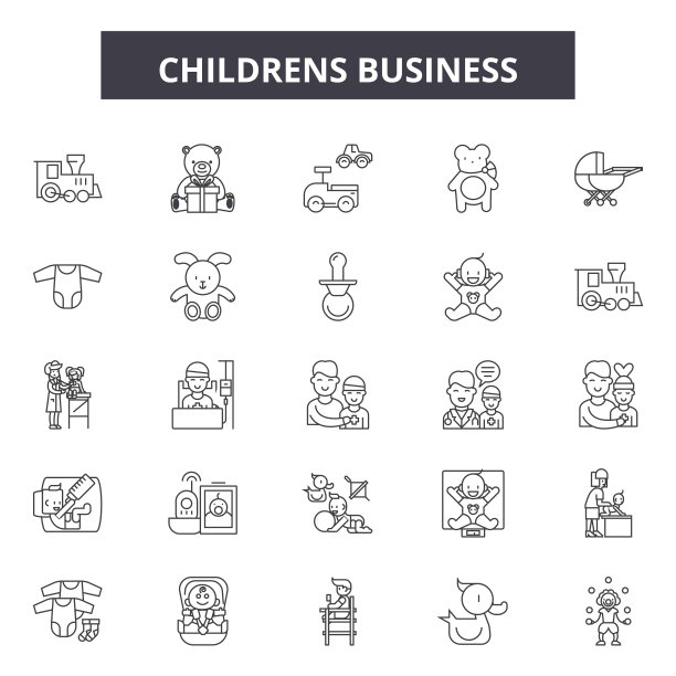 儿童线图标，符号集，矢量。儿童的轮廓概念，插图:儿童，安定，男孩，孤立图片下载