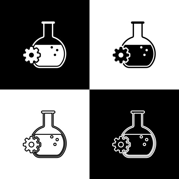设置生物工程图标隔离在黑色和白色背景。基因和生物工程元素的图标。生物学，分子，化学图标。线条，轮廓和线性图标。矢量图图片下载