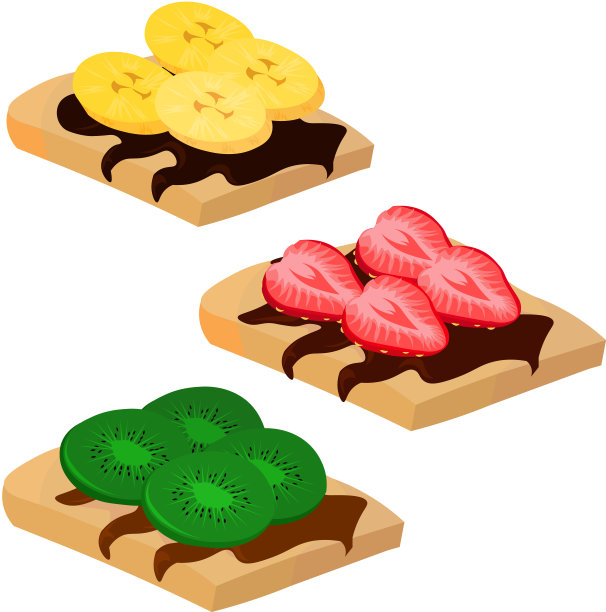 把水果吐司和巧克力涂在一起。图片下载