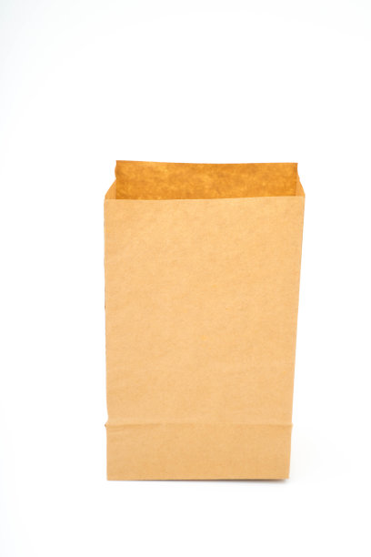棕色纸袋孤立在白色的背景图片下载
