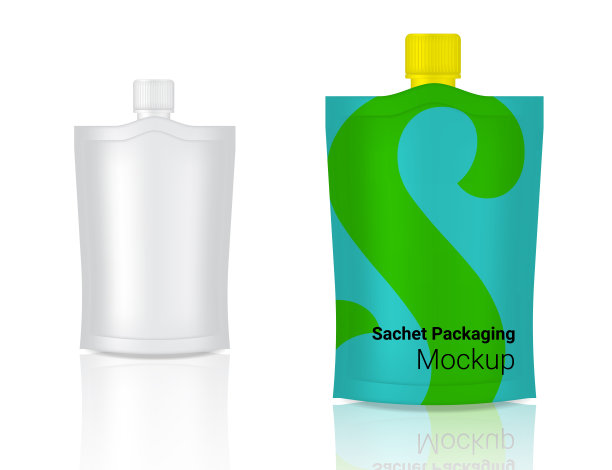 3D模拟现实的铝箔袋化妆品，肥皂补充或食品包装矢量插图图片下载