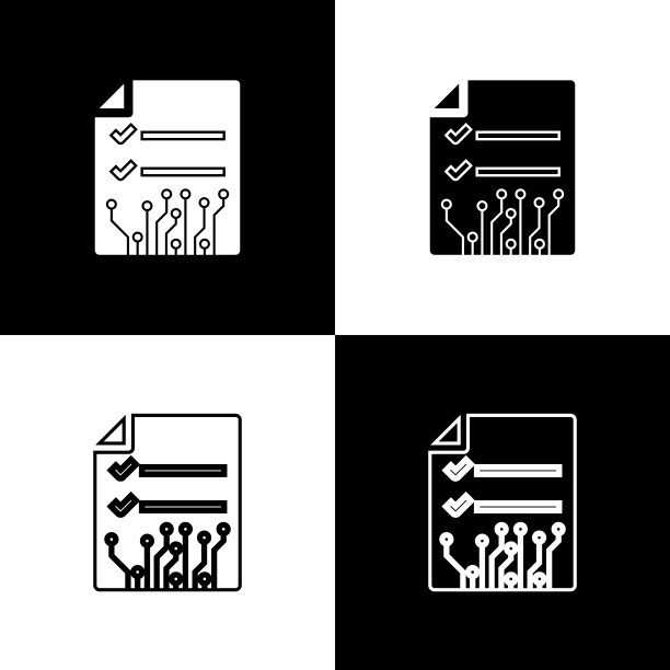 设置智能合约图标的黑白背景。区块链技术，加密货币挖矿，比特币，替代币，数字货币市场。线条，轮廓和线性图标。矢量图图片下载