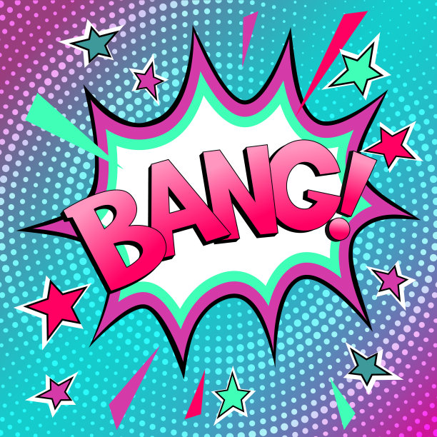 漫画风格的销售标签与铭文BANG。波普艺术风格的向量图片下载