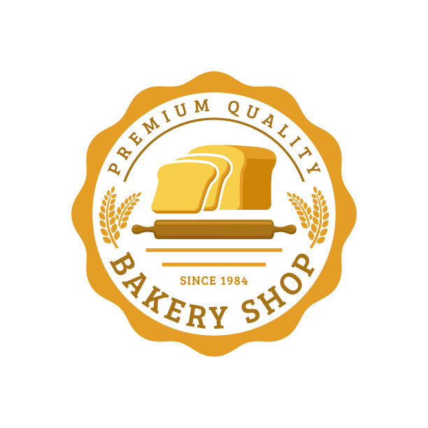 面包房徽章模板，矢量插图。面包店会徽，复古复古风格图片下载