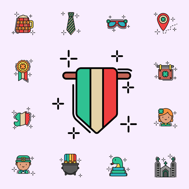 爱尔兰国旗标志。圣帕特里克节图标普遍设置为网络和移动图片下载