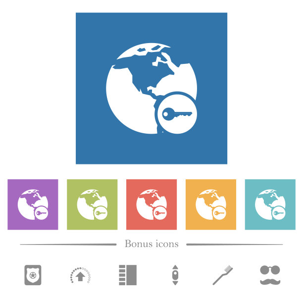 安全的互联网冲浪平坦的白色图标在方形背景图片下载