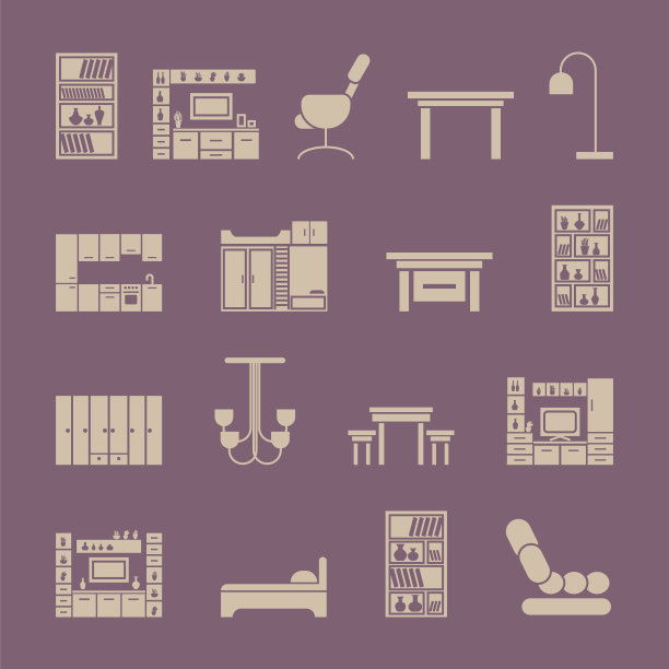 家具的图标集。图片下载
