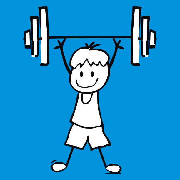 在健身房拿哑铃的男孩，健身，矢量图标图片下载